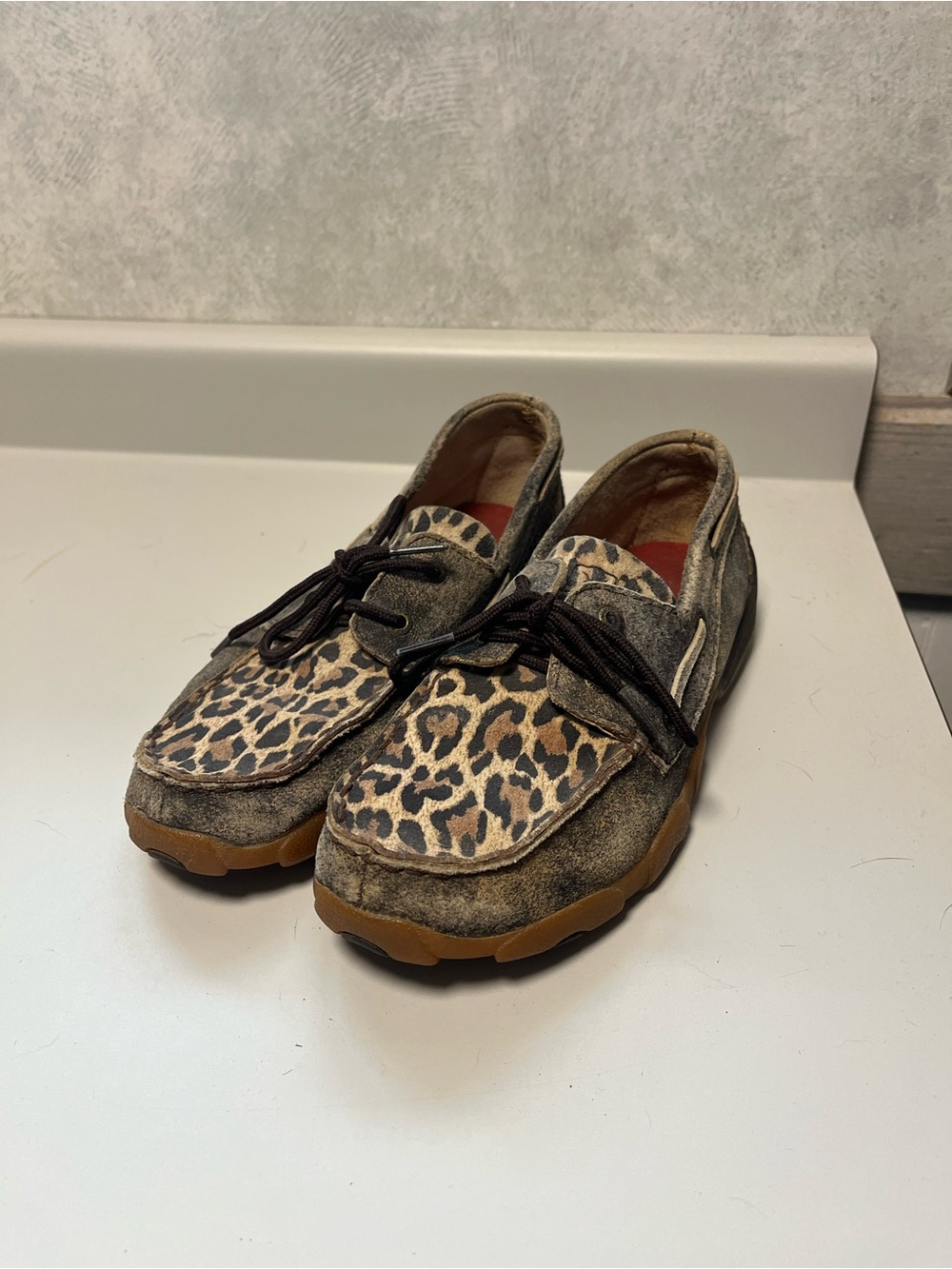 Twisted X Women's Leopard Suede Moccasin Loafers - Brown